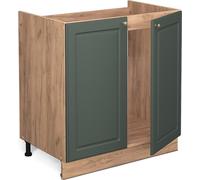 Vicco meuble bas sous-évier Fame-Line, 80 cm , PT Marbre, Vert Or Campagne/Chêne de force doré