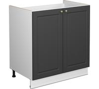 Vicco meuble bas sous-évier Fame-Line, 80 cm sans plan de travail, Anthracite-or/Blanc