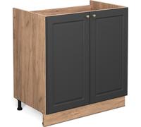 Vicco Meuble Bas sous-évier Fame-Line, Anthracite-Or/Chêne de Force doré, 80 cm sans Plan de Travail