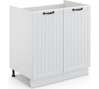 Vicco meuble bas sous-évier Fame-Line, 80 cm sans plan de travail, Blanc campagne/Blanc