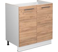 Vicco meuble bas sous-évier Fame-Line, 80 cm sans plan de travail, Chêne de force doré/Blanc
