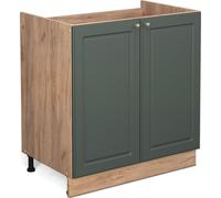 Vicco Meuble Bas sous-évier Fame-Line, Vert Or Campagne/Chêne de Force doré, 80 cm sans Plan de Travail