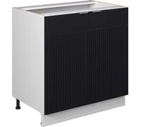 Vicco Meuble bas sous-évier Fame-Line, 80cm avec étagère, sans PT, Noir rayé/Blanc