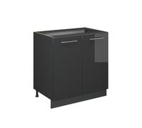 Vicco Meuble Bas sous-évier Fame-Line, Anthracite Haute Brillance, 80cm avec étagère, sans PT