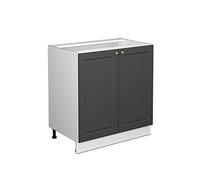 Vicco meuble bas sous-évier Fame-Line, 80 cm avec étagère, sans plan de travail, Anthracite-or/Blanc