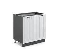 Vicco Meuble Bas sous-évier Fame-Line, Blanc Campagne, 80cm avec étagère, sans PT, à Combiner avec d'autres modules de la série Fame-Line