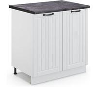 Vicco Meuble bas sous-évier Fame-Line, Blanc campagne, 80cm , PT Anthracite Blanc campagne G