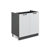 Vicco Meuble Bas sous-évier Fame-Line, Blanc Campagne, 80cm sans PT, à Combiner avec d'autres modules de la série Fame-Line