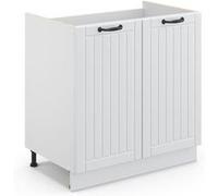 Meuble bas sous-évier Fame-Line, 80cm sans PT, Blanc campagne, Blanc, Vicco