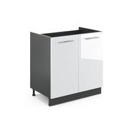 Vicco Meuble Bas sous-évier Fame-Line, Blanc Haute Brillance, 80cm sans PT, à Combiner avec d'autres modules de la série Fame-Line