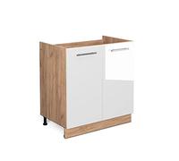 Vicco Meuble Bas sous-évier Fame-Line, Blanc Haute Brillance, 80cm sans PT, à Combiner avec d'autres modules de la série Fame-Line