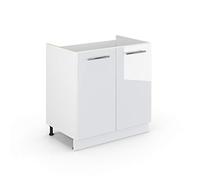 Vicco Meuble Bas sous-évier Fame-Line, Blanc Haute Brillance, 80cm sans PT, à Combiner avec d'autres modules de la série Fame-Line