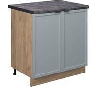 Vicco Meuble bas sous-évier Fame-Line, 80 cm , PT Anthracite, Bleu clair-gris/Chêne de force doré