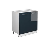 Vicco Meuble Bas sous-évier Fame-Line, Bleu foncé Brillant/Blanc, 80 cm avec étagère, sans Plan de Travail