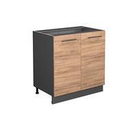 Vicco Meuble Bas sous-évier Fame-Line, Chêne de Force doré, 80cm avec étagère, sans PT, à Combiner avec d'autres modules de la série Fame-Line