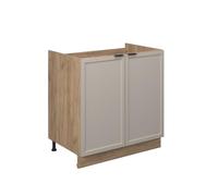 Vicco Meuble Bas sous-évier Fame-Line, GrisBeige, 80cm | Façade en MDF · Sans plan de travail · Pieds réglables en hauteur · Poignées en métal · Fermeture douce