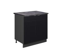 Vicco Meuble Bas sous-évier Fame-Line, Noir rayé, 80 cm avec étagère, PT Anthracite