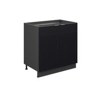 Vicco Meuble Bas sous-évier Fame-Line, Noir rayé, 80cm avec étagère, sans PT, à Combiner avec d'autres modules de la série Fame-Line