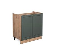Meuble bas sous-évier Fame-Line, 80cm sans PT, Vert Or Campagne/Chêne de force doré, Vicco 38340