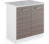 Vicco meuble bas sous-évier R-Line, 80 cm avec plan de travail, Gris/Blanc