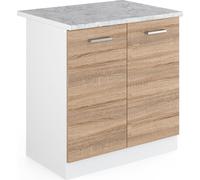 Vicco Meuble Bas sous-évier R-Line, Sonoma/Blanc, 80 cm, PT Marbre