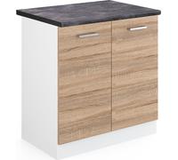 Vicco meuble bas sous-évier R-Line, 80 cm , PT Anthracite, Sonoma/Blanc