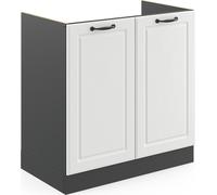 Vicco meuble bas sous-évier R-Line, 80 cm sans plan de travail, Blanc campagne/Anthracite