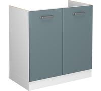 Vicco meuble bas sous-évier R-Line, 80 cm sans plan de travail, Bleu-gris/Blanc