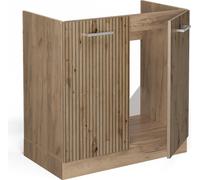 Vicco meuble bas sous-évier R-Line, 80 cm sans plan de travail, Chêne Artisan/Chêne de force doré