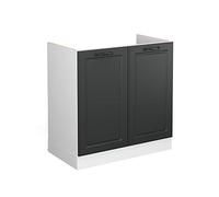 Vicco Meuble Bas sous-évier R-Line, Anthracite Campagne, 80cm sans PT, pour Une Combinaison Libre au Sein de systèmes de Cuisine modulaires