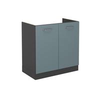 Vicco Meuble Bas sous-évier R-Line, Bleu-Gris, 80cm | 2 Portes · Sans plan de travail · Pieds réglables en hauteur · Grand espace intérieur ✓ · Librement combinable