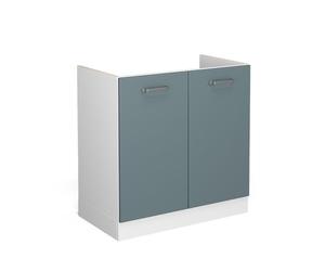 Vicco Meuble Bas sous-évier R-Line, Bleu-Gris, 80cm | 2 Portes · Sans plan de travail · Pieds réglables en hauteur · Grand espace intérieur ✓ · Librement combinable