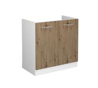 Vicco Meuble Bas sous-évier R-Line, Chêne Artisan, 80cm sans PT, pour Une Combinaison Libre au Sein de systèmes de Cuisine modulaires