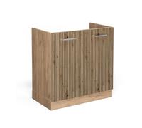 Vicco meuble bas sous-évier R-Line, 80 cm sans plan de travail, Chêne Artisan/Chêne de force doré