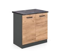 Vicco meuble bas sous-évier R-Line, Chêne de force doré, 80 cm , PA Anthracite