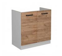 Vicco Meuble Bas sous-évier R-Line, Chêne doré, 80cm | 2 Portes · Sans plan de travail · Pieds réglables en hauteur · Grand espace intérieur ✓ · Librement combinable