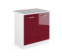 Vicco Meuble Bas sous-évier R-Line, Rouge Brillant, 80cm