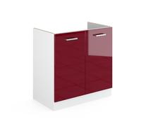 Vicco Meuble Bas sous-évier R-Line, Rouge Brillant, 80cm sans PT