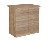 Vicco Meuble Bas sous-évier R-Line, Sonoma, 80cm | 2 Portes · Plan de travail incl. · Pieds réglables en hauteur · Grand espace intérieur ✓ · Librement combinable