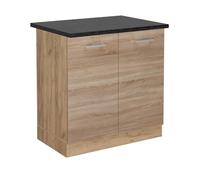Vicco Meuble Bas sous-évier R-Line, Sonoma, 80cm | 2 Portes · Plan de travail incl. · Pieds réglables en hauteur · Grand espace intérieur ✓ · Librement combinable