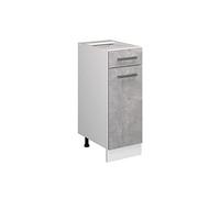 Vicco Meuble Bas Universel R-Line, Béton, 30cm avec tiroir, sans PT, adapté au Rangement Peu encombrant dans Les Cuisines équipées