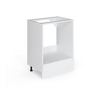 Vicco Meuble Bas Universel R-Line, Blanc Haute Brillance/Blanc, 60 cm avec Grande Niche, sans Plan de Travail