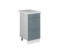 Vicco Meuble Bas Universel R-Line, Bleu-Gris, 40cm avec tiroirs, Convient pour Le Rangement des Accessoires de Nettoyage et d’Entretien ménager