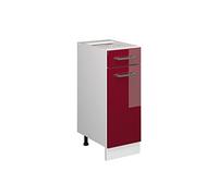 Vicco Meuble Bas Universel R-Line, Rouge Bordeaux Haute Brillance/Blanc, 30 cm avec tiroir, sans Plan de Travail