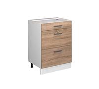Vicco Meuble Bas Universel R-Line, Sonoma, 60cm avec tiroirs, sans PT, Convient pour Le Rangement des Accessoires de Nettoyage et d’Entretien ménager