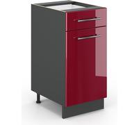 Vicco Meuble Cuisine Fame-Line, Rouge Bordeaux Haute Brillance/Anthracite, 40 cm sans Plan de Travail
