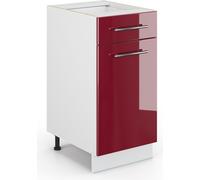 Vicco Meuble Cuisine Fame-Line, Rouge Bordeaux Haute Brillance/Blanc, 40 cm sans Plan de Travail