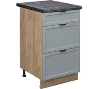 Vicco Meuble cuisine Fame-Line, 50 cm , PT Anthracite, Bleu clair-gris/Chêne de force doré