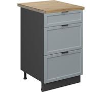 Vicco Meuble cuisine Fame-Line, 50 cm , PT Chêne, Bleu clair-gris/Chêne de force doré