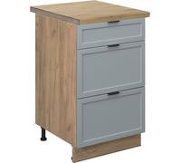 Vicco Meuble cuisine Fame-Line, 50 cm , PT Chêne, Bleu clair-gris/Chêne de force doré